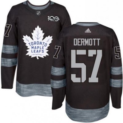 Mens Adidas Toronto Maple Leafs 57 Travis Dermott Authentic Black 1917 2017 100th Anniversary NHL Jersey