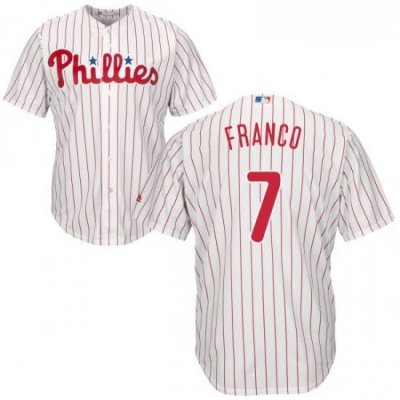 Youth Majestic Philadelphia Phillies 7 Maikel Franco Authentic WhiteRed Strip Home Cool Base MLB Jersey