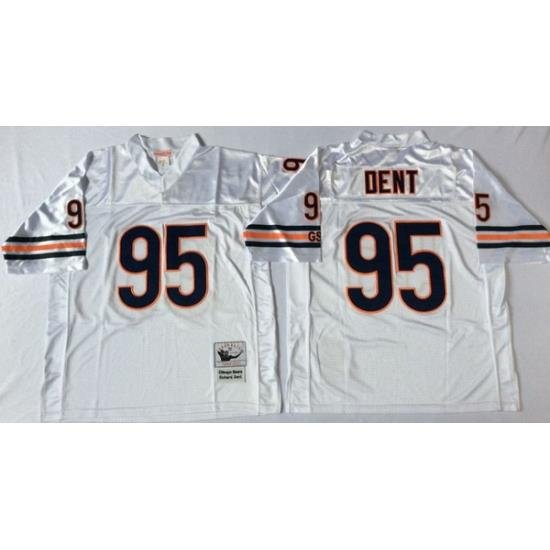 Men Chicago Bears 95 Richard Dent White M&N Throwback Jersey