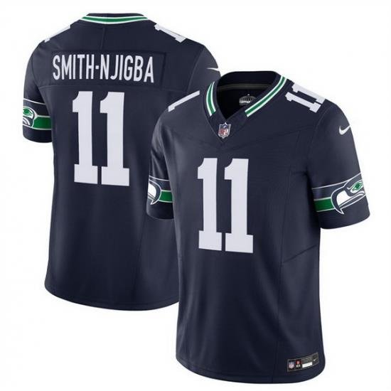 Men Seattle Seahawks 11 Jaxon Smith Njigba 2023 F U S E  Navy Limited Stitched Football Jersey