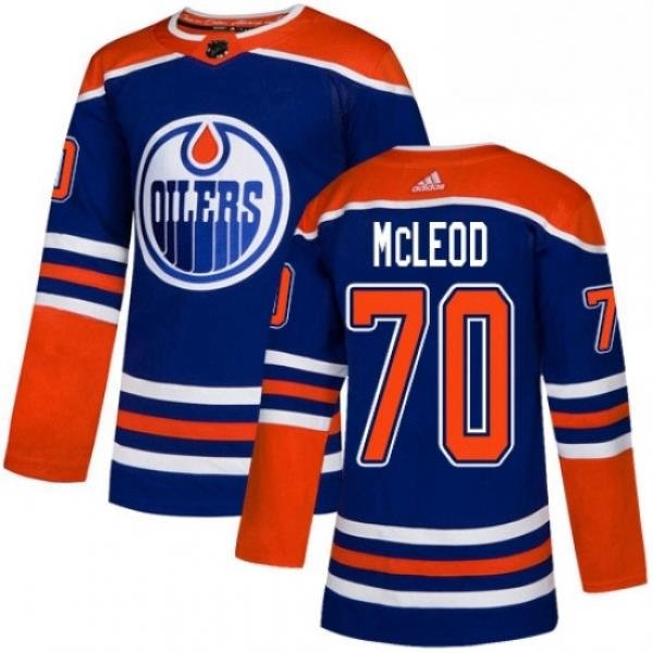 Mens Adidas Edmonton Oilers 70 Ryan McLeod Premier Royal Blue Alternate NHL Jersey