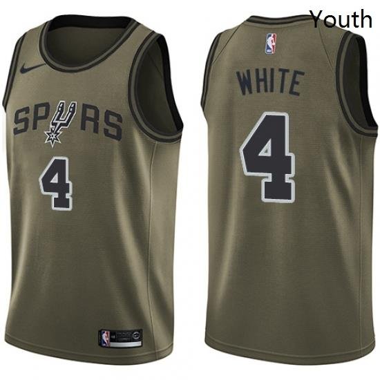 Youth Nike San Antonio Spurs 4 Derrick White Swingman Green Salute to Service NBA Jersey