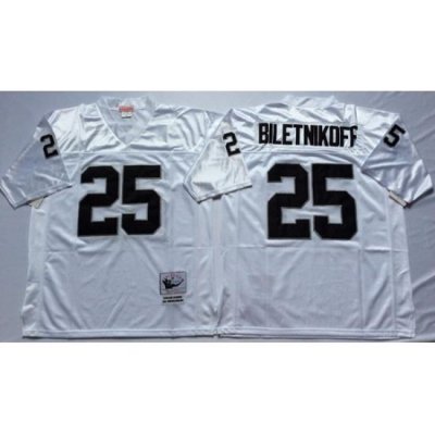 Men Las Vegas Raiders 25 Fred Biletnikoff White M&N Throwback Jersey