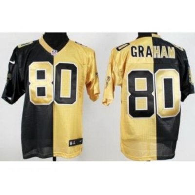 Nike New Orleans Saints 80 Jimmy Graham Black Gold Split NFL Jersey