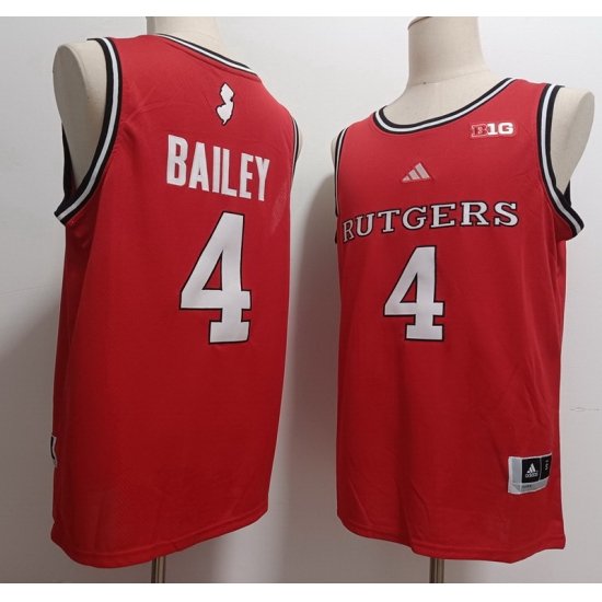 Men Rutgers Scarlet Knights #4 Ace Bailey Red Stitched Basketball Jersey