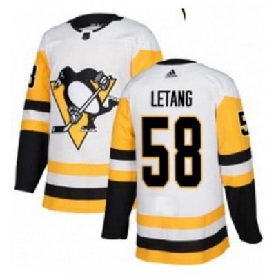 Womens Adidas Pittsburgh Penguins 58 Kris Letang Authentic White Away NHL Jersey