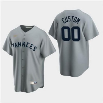 Men Women youth Custom New York Yankees Gray Road Cooperstown Collection Nike Jersey