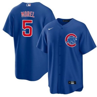 Men Chicago Cubs 5 Christopher Morel Chicago Blue Cool Base Stitched Baseball Jersey