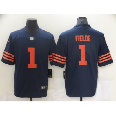 Men Nike Chicago Bears Justin Fields 1 Navy Rush Limited Jersey