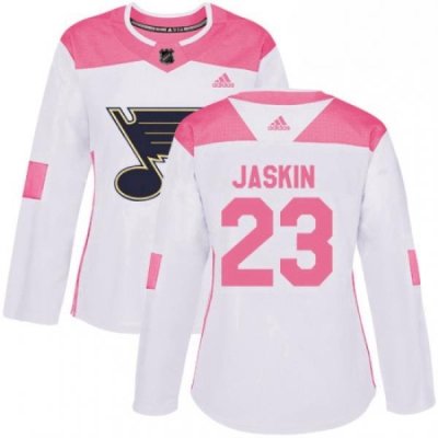 Womens Adidas St Louis Blues 23 Dmitrij Jaskin Authentic WhitePink Fashion NHL Jersey