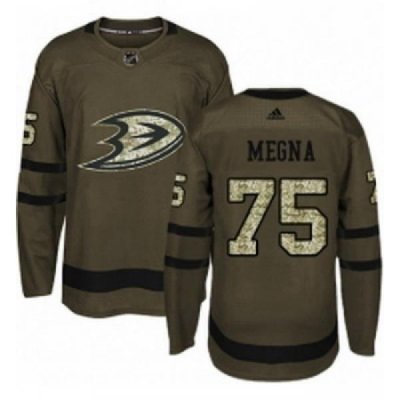 Youth Adidas Anaheim Ducks 75 Jaycob Megna Premier Green Salute to Service NHL Jersey