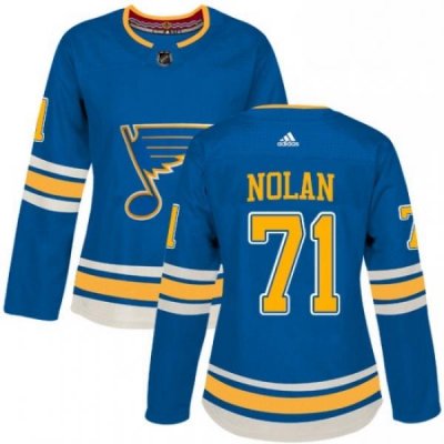 Womens Adidas St Louis Blues 71 Jordan Nolan Authentic Navy Blue Alternate NHL Jersey