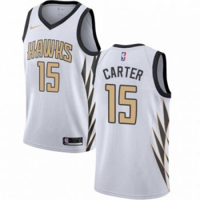 Mens Nike Atlanta Hawks 15 Vince Carter Swingman White NBA Jersey City Edition