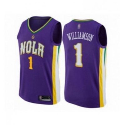 Womens New Orleans Pelicans 1 Zion Williamson Swingman Purple Basketball Jersey City Edition