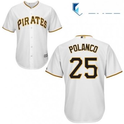 Youth Majestic Pittsburgh Pirates 25 Gregory Polanco Authentic White Home Cool Base MLB Jersey