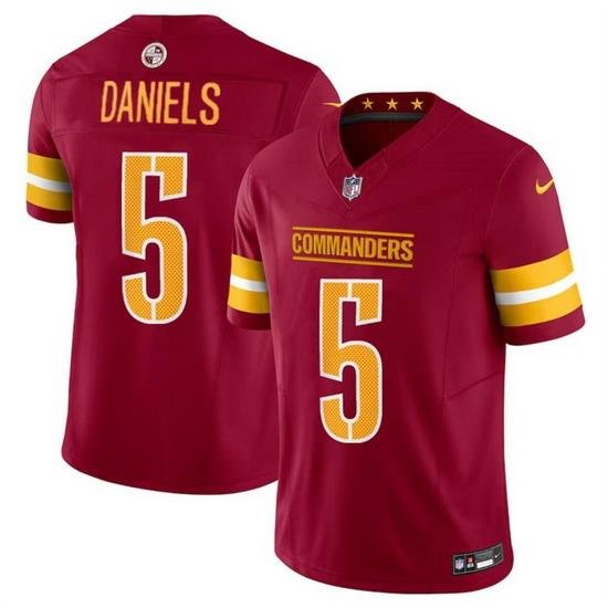 Men Washington Commanders 5 Jayden Daniels Burgundy 2024 Draft F U S E Vapor Limited Stitched Football Jersey