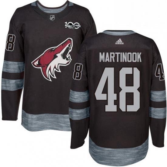 Mens Adidas Arizona Coyotes 48 Jordan Martinook Authentic Black 1917 2017 100th Anniversary NHL Jersey