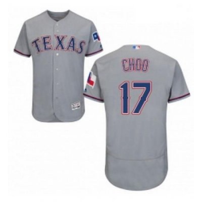 Mens Majestic Texas Rangers 17 Shin Soo Choo Grey Road Flex Base Authentic Collection MLB Jersey