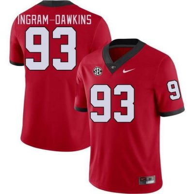 Men #93 Tyrion Ingram-Dawkins Georgia Bulldogs College Football Jerseys Stitched-Red