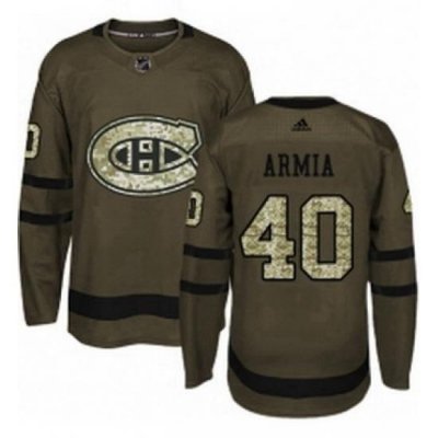 Mens Adidas Montreal Canadiens 40 Joel Armia Premier Green Salute to Service NHL Jersey