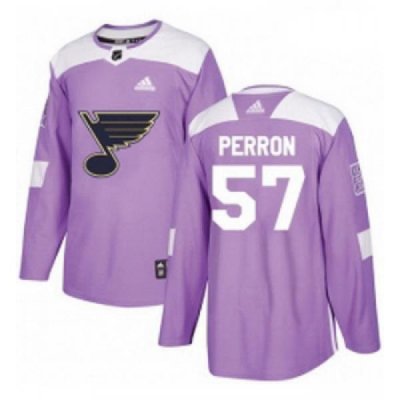 Youth Adidas St Louis Blues 57 David Perron Authentic Purple Fights Cancer Practice NHL Jersey