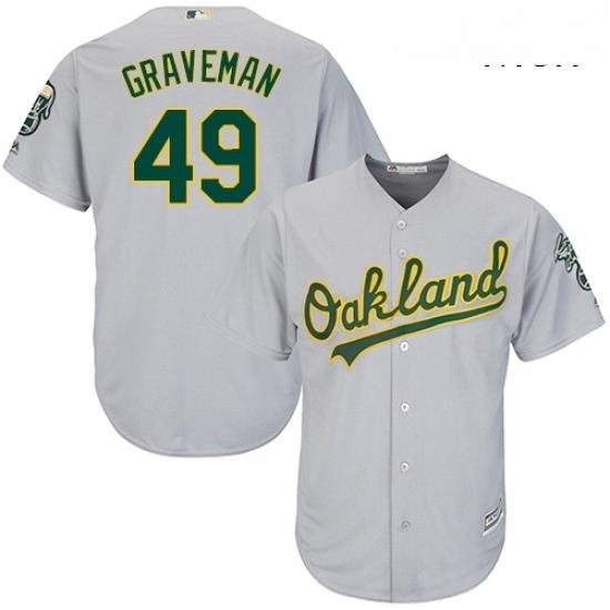 Mens Majestic Oakland Athletics 49 Kendall Graveman Replica Grey Road Cool Base MLB Jersey