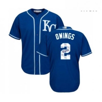 Mens Kansas City Royals 2 Chris Owings Blue Authentic Blue Team Logo Fashion Cool Base Baseball Jersey