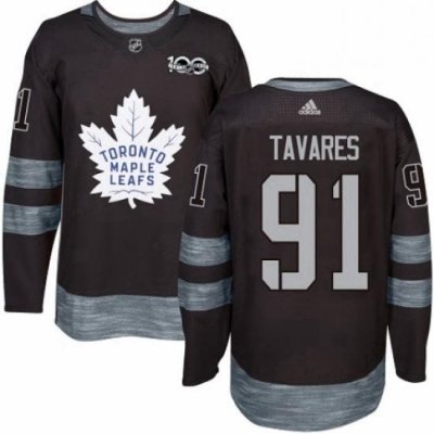 Mens Adidas Toronto Maple Leafs 91 John Tavares Authentic Black 1917 2017 100th Anniversary NHL Jersey