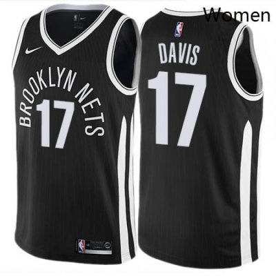 Womens Nike Brooklyn Nets 17 Ed Davis Swingman Black NBA Jersey City Edition