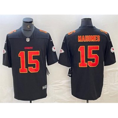 Men Kansas City Chiefs 15 Patrick Mahomes Black Vapor Untouchable Limited Stitched Football Jersey