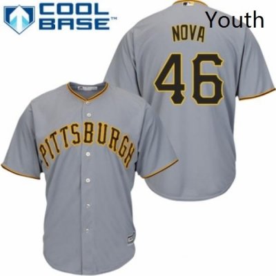 Youth Majestic Pittsburgh Pirates 46 Ivan Nova Replica Grey Road Cool Base MLB Jersey