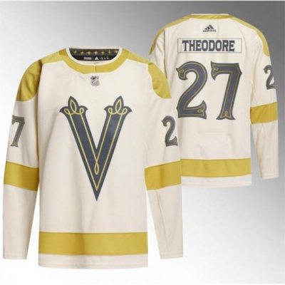 Men Vegas Golden Knights 27 Shea Theodore Cream 2024 Winter Classic Breakaway Stitched Jersey