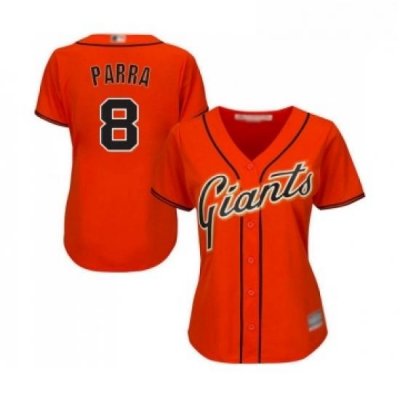 Womens San Francisco Giants 8 Gerardo Parra Replica Orange Alternate Cool Base Baseball Jersey