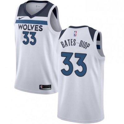 Mens Nike Minnesota Timberwolves 33 Keita Bates Diop Swingman White NBA Jersey Association Edition