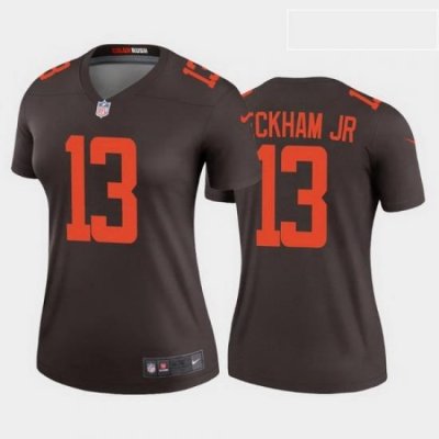 Women Cleveland Browns 13 Odell Beckham Jr 2020 Alternate Vapor Limited Rush Jersey Brown