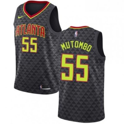 Womens Nike Atlanta Hawks 55 Dikembe Mutombo Swingman Black Road NBA Jersey Icon Edition