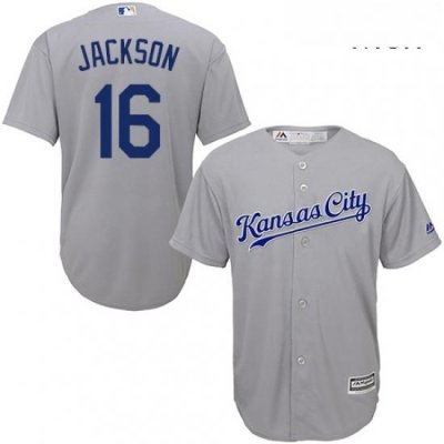 Mens Majestic Kansas City Royals 16 Bo Jackson Replica Grey Road Cool Base MLB Jersey