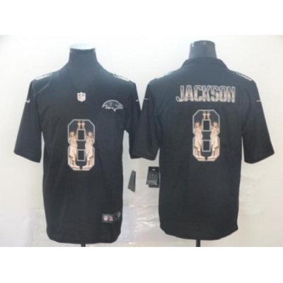 Ravens 8 Lamar Jackson Black Statue Of Liberty Limited Jersey