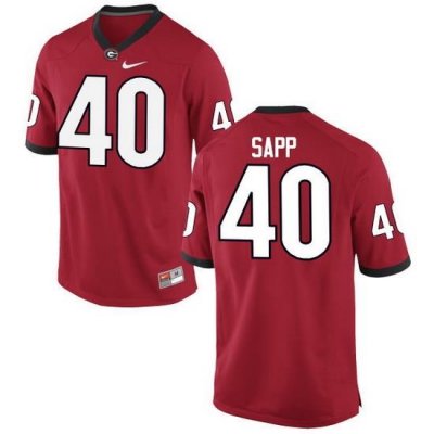 Men Georgia Bulldogs #40 Theron Sapp College Football Jerseys-Red