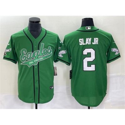 Men Philadelphia Eagles 2 Darius Slay JR Green Cool Base Stitched Baseball Jersey