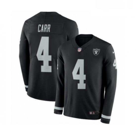 Mens Nike Oakland Raiders 4 Derek Carr Limited Black Therma Long Sleeve NFL Jersey