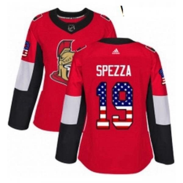 Womens Adidas Ottawa Senators 19 Jason Spezza Authentic Red USA Flag Fashion NHL Jersey