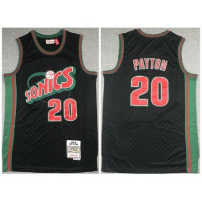 Men Oklahoma City Thunder 20 Gary Payton Black 1995 96 Throwback SuperSonics Stitched Jersey