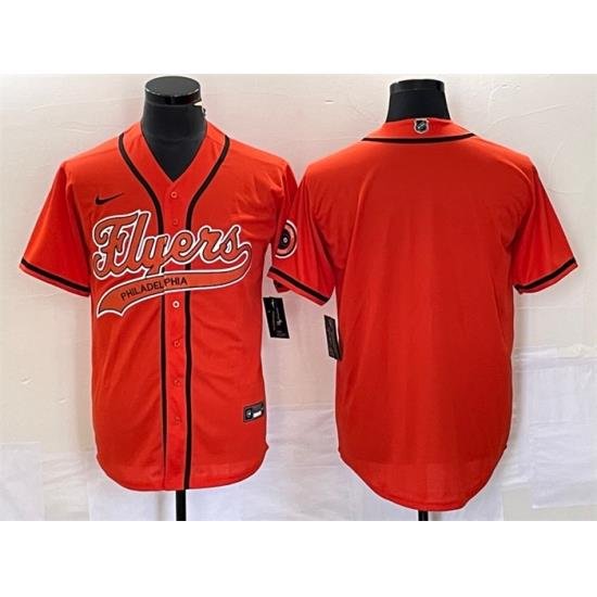 Men Philadelphia Flyers Blank Orange Cool Base Stitched Baseball Jersey