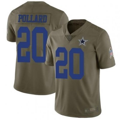 Youth Cowboys 20 Tony Pollard Olive Stitched Football Limited 2017 Salute to Service Jersey