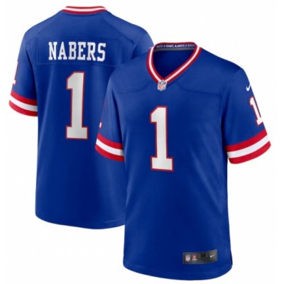 Youth New York Giants 1 Malik Nabers Royal 2024 F U S E Throwback Limited Stitched Jersey