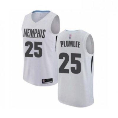 Womens Memphis Grizzlies 25 Miles Plumlee Swingman White Basketball Jersey City Edition