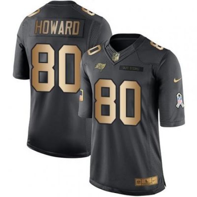 Nike Buccaneers #80 O  J  Howard Black Mens Stitched NFL Limited Gold Salute To Service Jersey