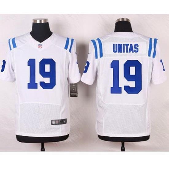 Nike Colts #19 Johnny Unitas White Mens Stitched NFL Elite Jersey