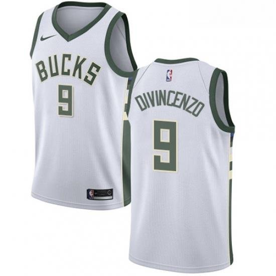 Youth Nike Milwaukee Bucks 9 Donte DiVincenzo Swingman White NBA Jersey Association Edition